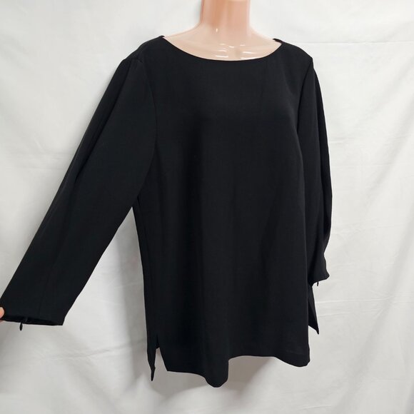 Lafayette 148 Caddie Finesse Crepe Blouse Black Top Blouse Women Size 10 - Picture 5 of 15